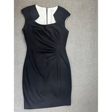Calvin Klein Dress 6 Black Ruched Sheath Dress Career Cocktail Classic