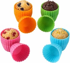 Silicone Mini Cupcake Liners 24 Pack Reusable Non-Stick Muffin Cups BPA-Free