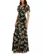 Lauren Ralph Lauren Crinkled Georgette Gown BlackGreenMulti 8