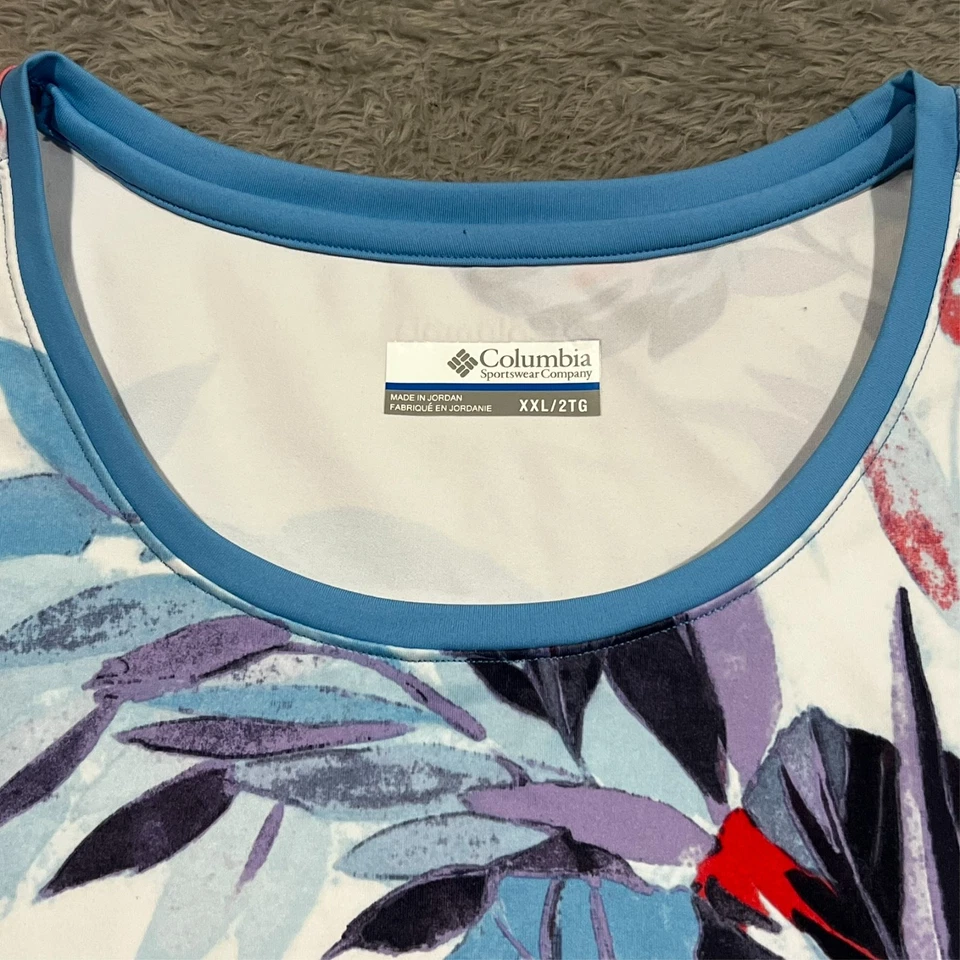 Camiseta sin mangas Columbia Cold Bay para mujer XXL azul blanco floral Foto 2 de 4