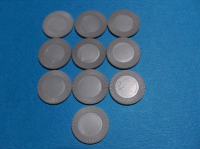 Axis And Allies  10 Gray round plastic Discs  pieces markers
