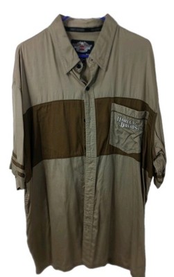 Men's Harley Davidson Mechanic Work Shirt Color Block Back Print Button Down