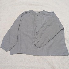Ichi Antiquites Linen Collarless Blouse Long Sleeve Gray Size Free