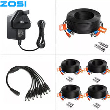 ZOSI BNC DC Power Lead 30m 18m CCTV Camera DVR Video Extension Cable 2A 1A Plug