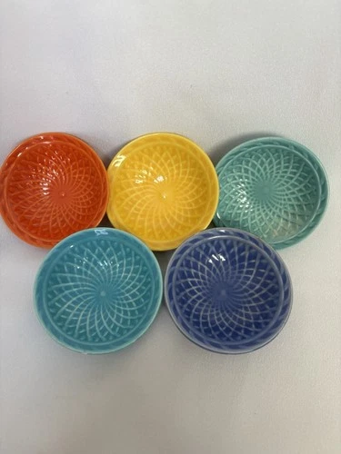 *5*  Vintage Harlequin *Basketweave Nut Dishes* *Homer Laughlin* Fiesta Colors