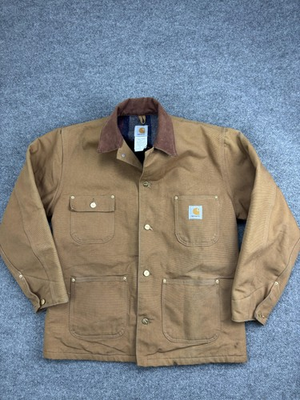#ad #ad Vintage Carhartt Chore Coat Mens 42 Brown Duck Blanket Lined Canvas C01 BRN USA $116.99