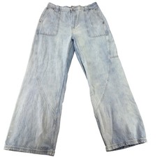 We The Free Free People Wide Leg Carpenter Jeans Light Wash Blue Size 32