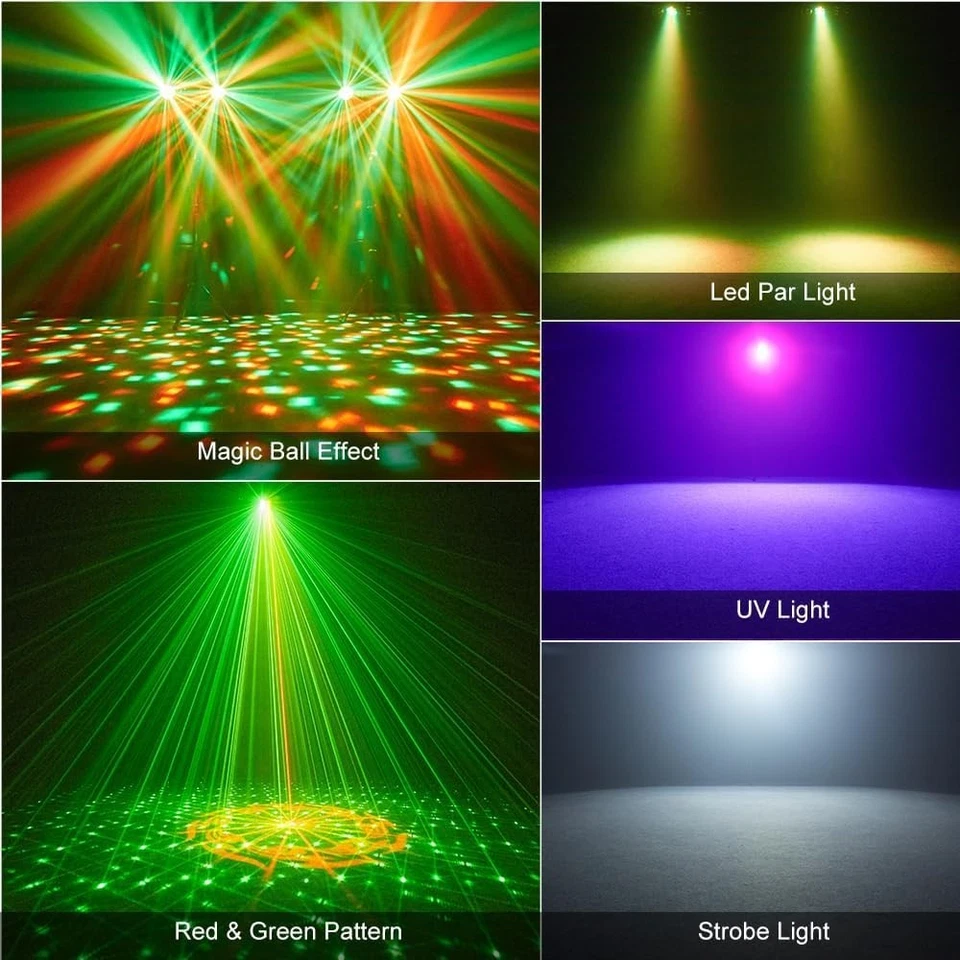 5 In 1 RGB LED DJ Lights Stand Remote Disco Ball Laser Bar Stage Party Effect - Image 3 of 4