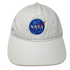 Nasa Slideback Baseball Cap White One Size Adjustable Embroidered Vented Holes