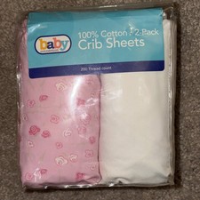 Baby Connection 200 Thread Count 100 Cotton White Baby Crib Sheet 1 New