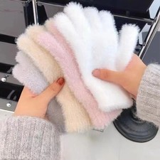 Fashion Winter Mink Velvet Five Finger Gloves Plush Warm Cold-Proof WinterGloves