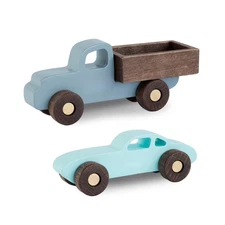 BUSY PUZZLE Colorful Wooden Toy Cars Set 2-Pack Truck and Car Durab... Fast Ship