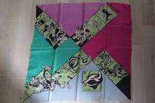 Foulard Carré Vintage En Soie Pure - Marque Ariel - Neuf Sans étiquette - Made In Italy