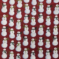 Deb Strain for Moda Fabric Let it Snow Red Cotton Quilting Snowmen 65" x 44"
