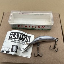 Vintage Helin Flatfish Fishing Lure M2 Silver Chrome Made In USA W Box Papers