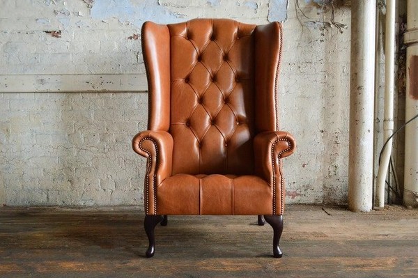 Luxus Ohrensessel Sessel 1 Sitzer Sofa Couch Leder Textil Polster Chesterfield-image