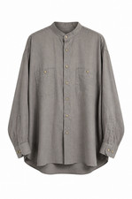 Yves Saint Laurent Men's XL Grey Dress Shirt Band Collar 17x32/33