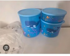 3er Set blaue runde Kunststoff-Vorratsdosen 3...