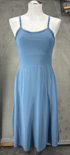Pact Dress Blue M Fit Flare Organic Cotton Midi Sustainable Minimalistic