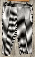 Time & Tru Capri Pants 16 or 18 Black White Check Woven Pockets NEW