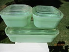 FIRE KING JADE-ITE 3-PIECE REFRIGERATOR SET - NICE