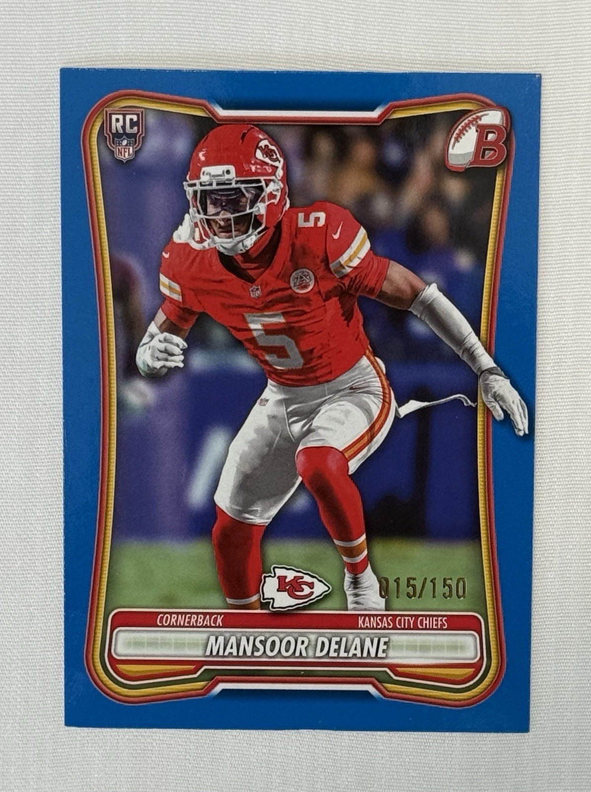 2026 Bowman Football Mansoor Delane RC Blue /150 Kansas City Chiefs #189