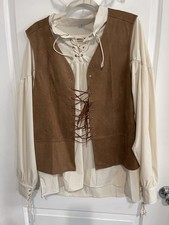 Scarlet Darkness Medieval Tunic Costume Brown Beige M 98 Polyester 2 Viscose