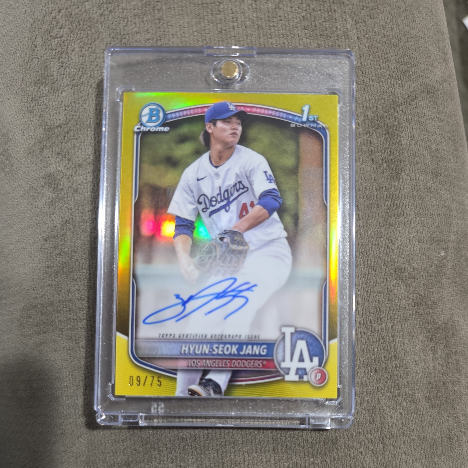 2025 Bowman Hyun-Seok Jang 1st Chrome Gold Auto /50 LA Dodgers