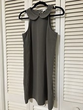 BCBGeneration Gray Solid Shift Dress Collared Sleeveless Zip S Knee