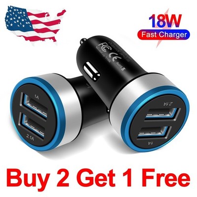 US Dual Port USB Car Cigarette Charger Lighter Adapter LED 5V/3.1A For All Phone
