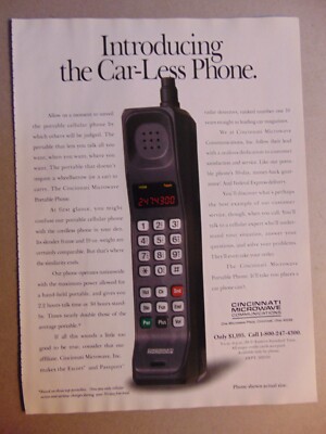 1990 Big old Bulky Cell Phone Cincinnati Microwave Comm. print ad