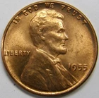 United States 1955-P Unc Lincoln Wheat Cent~Free Shipping FROM UNC ROLL BU Red