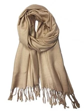 Calvia Super Soft Luxurious Premium Pashmina Shawl Wrap Scarf Solid Beige Color