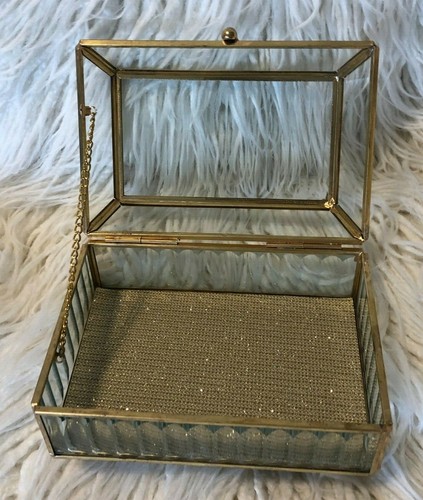 TERESA'S COLLECTIONS Gold Tone Glass Jewelry Box Display Succulent Planter Decor - Picture 3 of 10