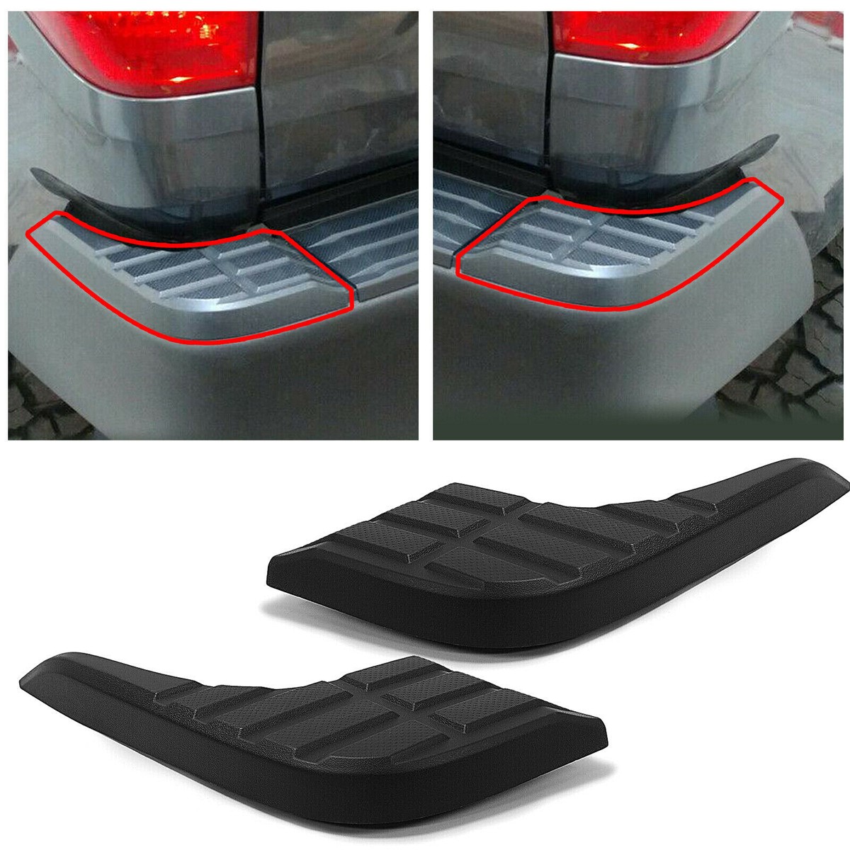 2pcs Rear Bumper End Cap Cover Step Pad For Toyota Tundra 2014