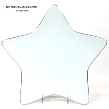 St. Nicholas Square TIS THE SEASON 11" Star Dinner Plate White Platinum Trim