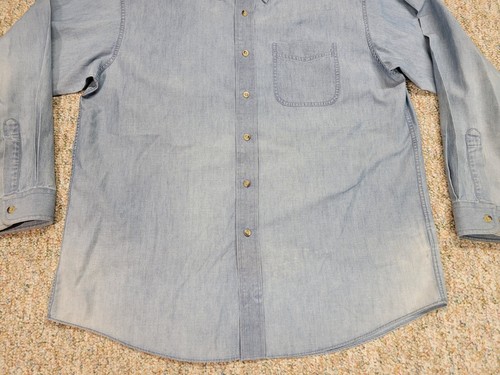 LL Bean Hemd Herren Large Blau Chambray Button Down Langarm Railroad Fade - Bild 3 von 13