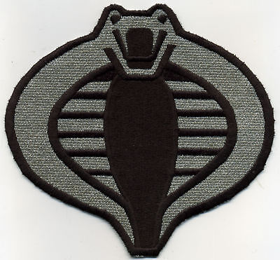 GI Joe Cobra Commander Officer Large 6" Silver/Black Embroidered Iron-On Patch GI Joe Cobra Commander Officer Large 6" Silver/Black Embroidered Iron-On Patch