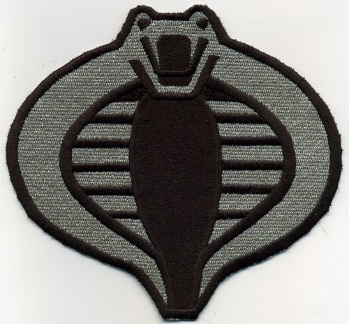 GI Joe Cobra Commander Offizier groß 6" silber/schwarz bestickt Bügelbild Patch  - Bild 1 von 3