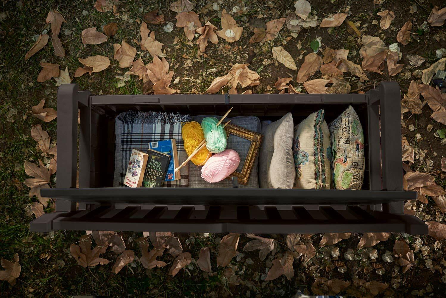 Storage Bench 70gal Resin All Weather Plastic Patio Garden Seating Outdoor Beige For Sale Online Ebay