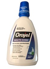 NEW Orajel MOUTH SORES 16oz Pain Relief Antiseptic Rinse Fresh Mint Exp 10/26