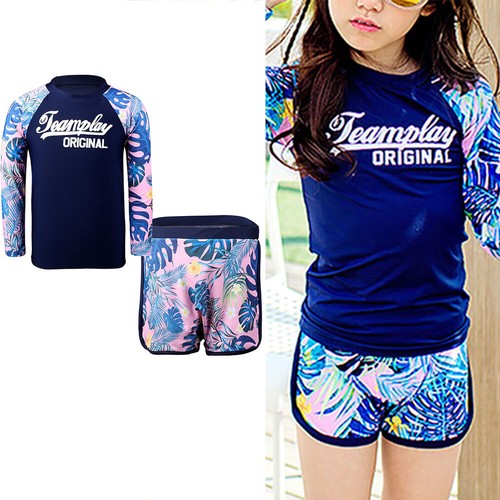 Kinder Mädchen Neoprenanzug Gymnastik Bademode Hautausschlag Beachwear Sommer Badeanzug Set - Bild 1 von 16