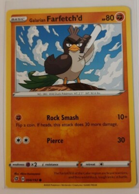Pokemon Galarian FARFETCHD 25th Anniversary General Mills 094/192 NON-HOLO Card 