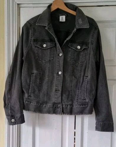 H&M Jeansjacke Distressed/washed anthrazitgrau - Größe EUR 46 / UK 18?