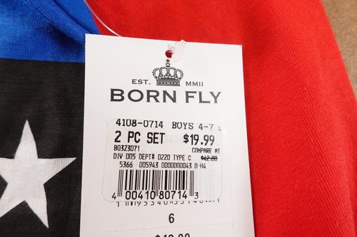 Born Fly Boys Size 6 Red Black Blue 2 Piece Long Sleeve Tee & Jogger Set NWT - Picture 3 of 6