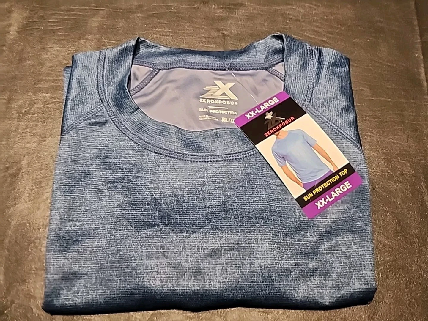 Mens Zeroxposur Tee T-shirt Sun Protection Top Short Sleeve Blue XXL