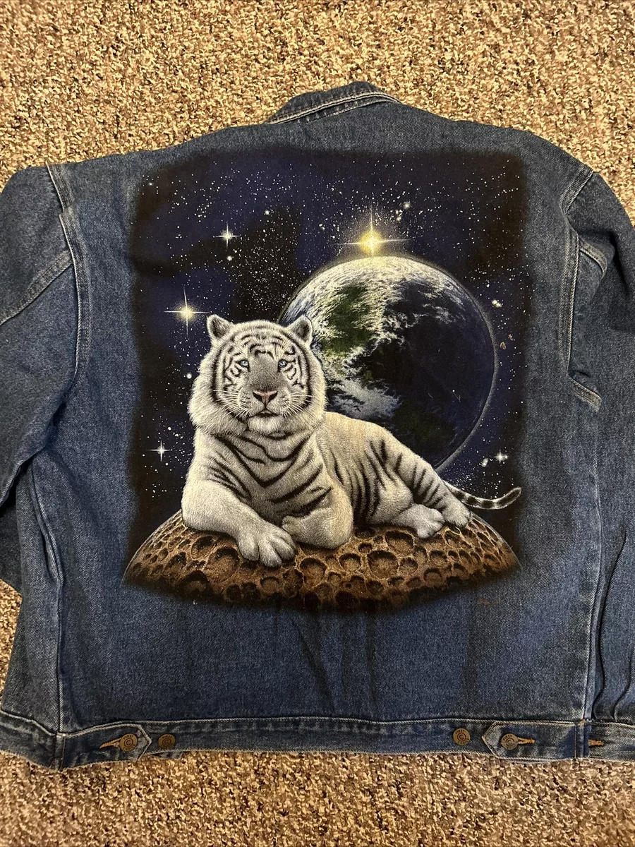 White Tiger Mens Denim Jacket