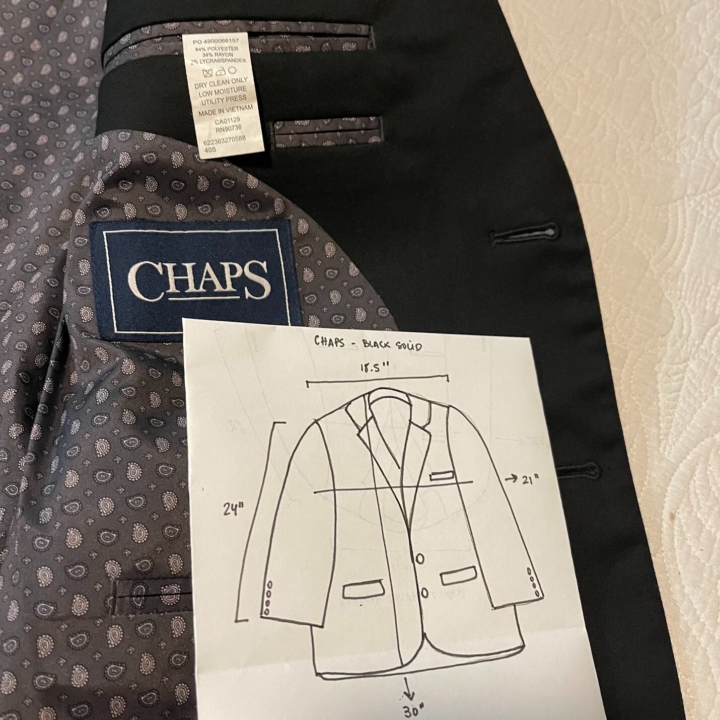 Chaps Single Breasted 2 Button Notch Lapel Classi… - image 16