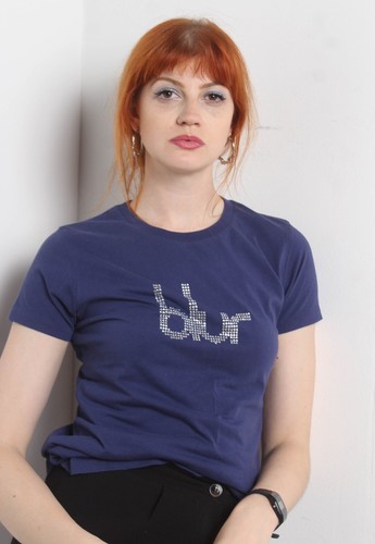Vintage Blur Bejwelled Logo Baby T-Shirt - Blue - Size XS (W1T1)