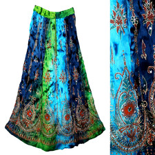 Plus Size 3X/4X/5X/6X Indian Ethnic Sequin Maxi Floral Skirt For Women Boho